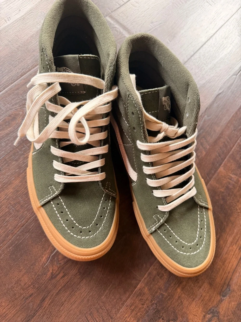 Vans Olive Green High-Top Sneakers with Gum Soles